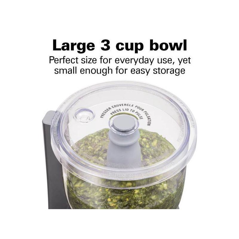 slide 4 of 8, Hamilton Beach 3-Cup Stack & Press Food Chopper - Gray - 72740: Compact Vegetable Processor, Dishwasher-Safe Parts, 1 ct