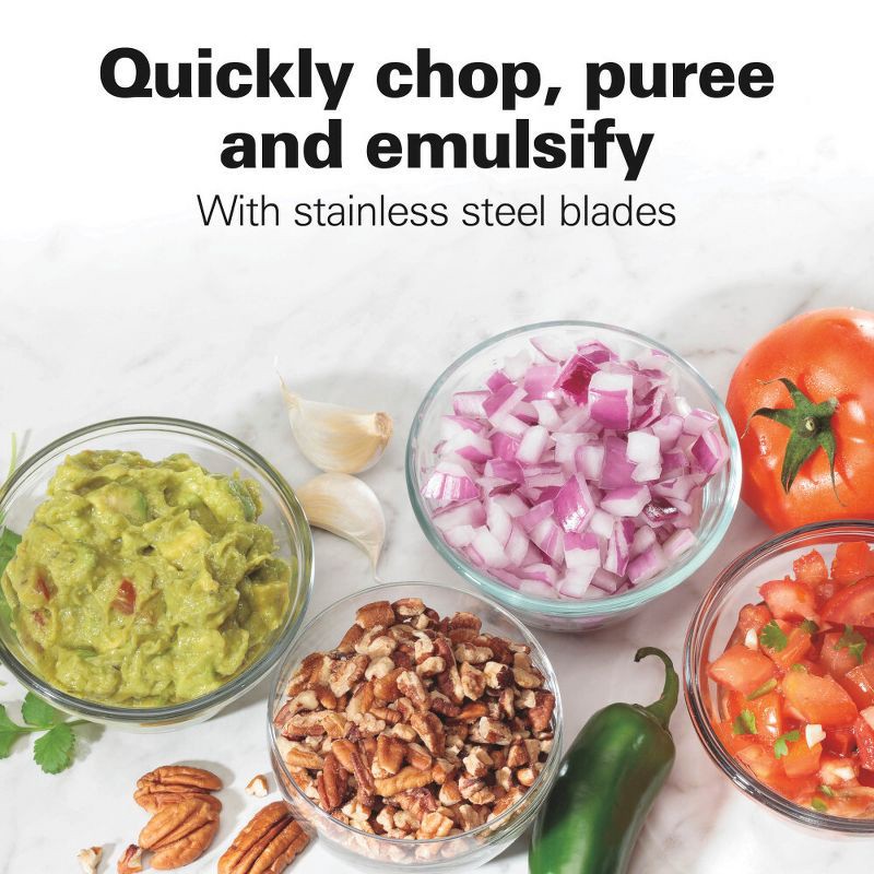 slide 4 of 9, Hamilton Beach 3-Cup Stack & Press Food Chopper - Gray - 72740: Compact Vegetable Processor, Dishwasher-Safe Parts, 1 ct