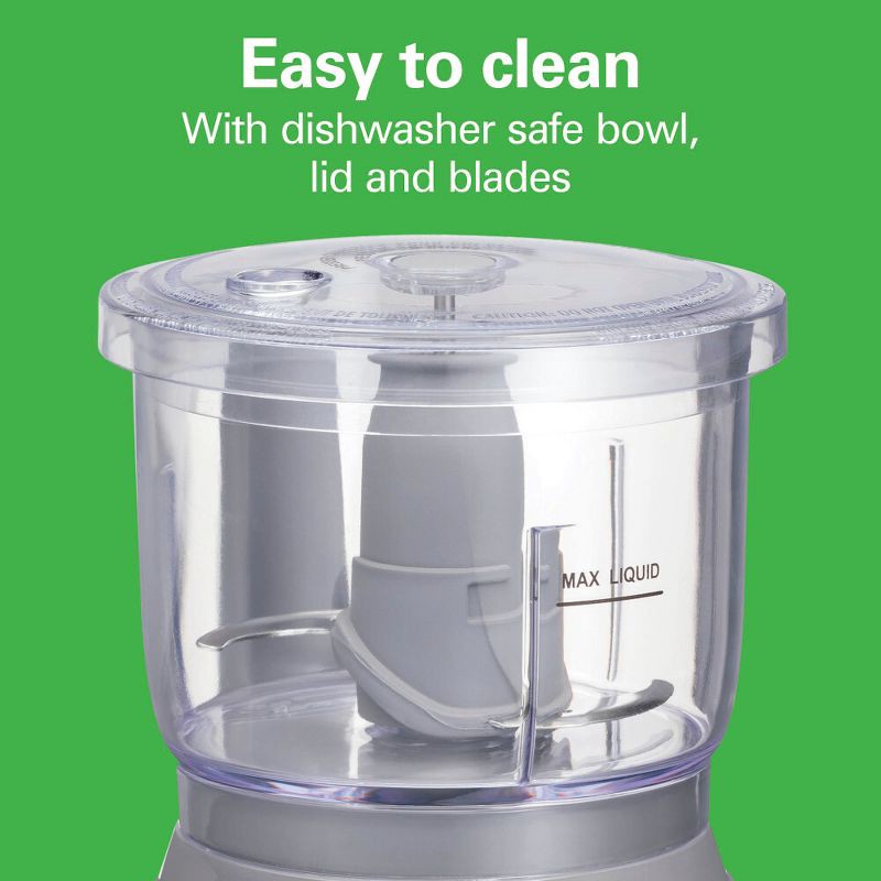 slide 5 of 9, Hamilton Beach 3-Cup Stack & Press Food Chopper - Gray - 72740: Compact Vegetable Processor, Dishwasher-Safe Parts, 1 ct
