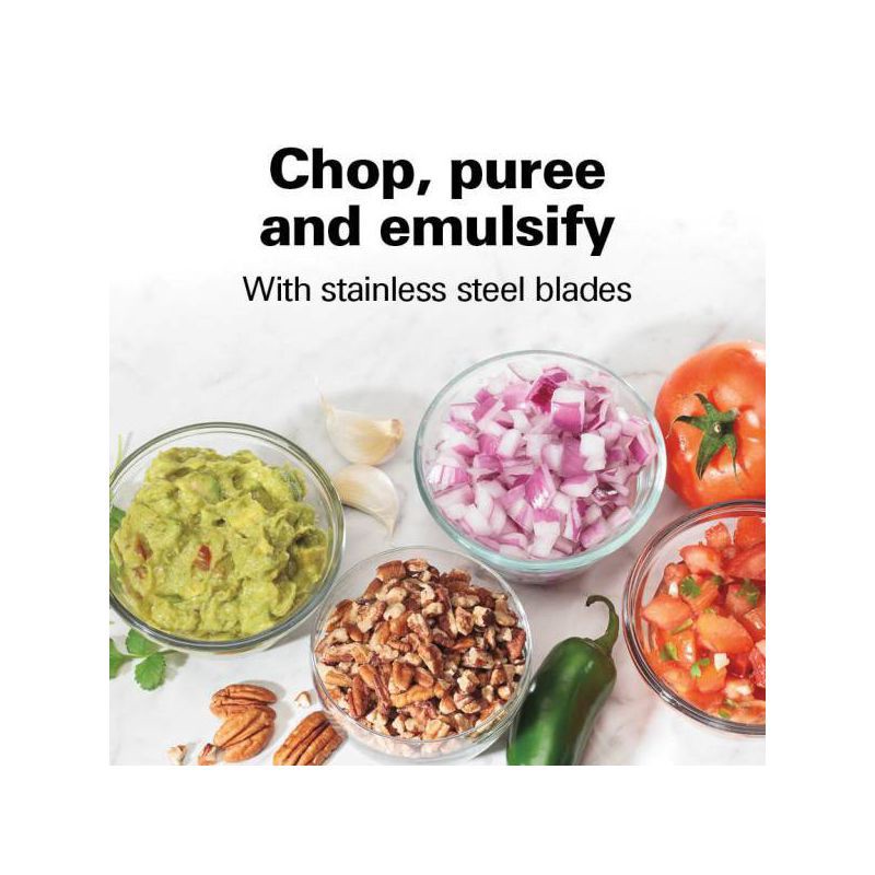 slide 5 of 8, Hamilton Beach 3-Cup Stack & Press Food Chopper - Gray - 72740: Compact Vegetable Processor, Dishwasher-Safe Parts, 1 ct