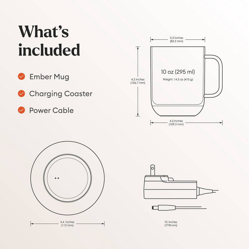 slide 8 of 10, Ember Mug 2 10oz Temperature Control Smart Mug Black: Keeps Coffee Hot, Hand Wash, Includes Coaster, Hot Beverages, 10 oz