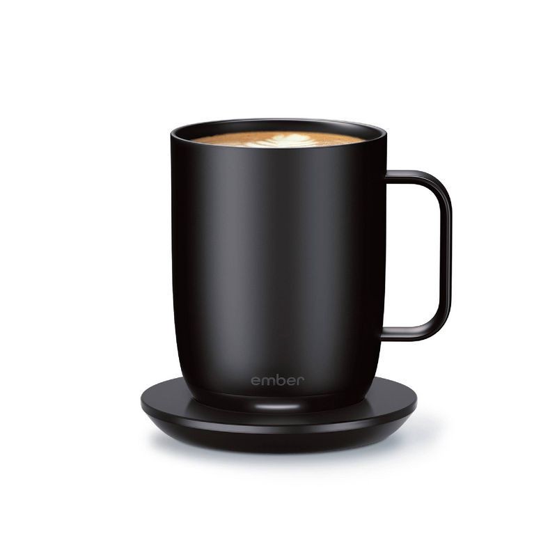 slide 1 of 7, Ember Mug 2 14oz Temperature Control Smart Mug Black: Stainless Steel & Ceramic, Hand Wash, Includes Coaster, 14 oz