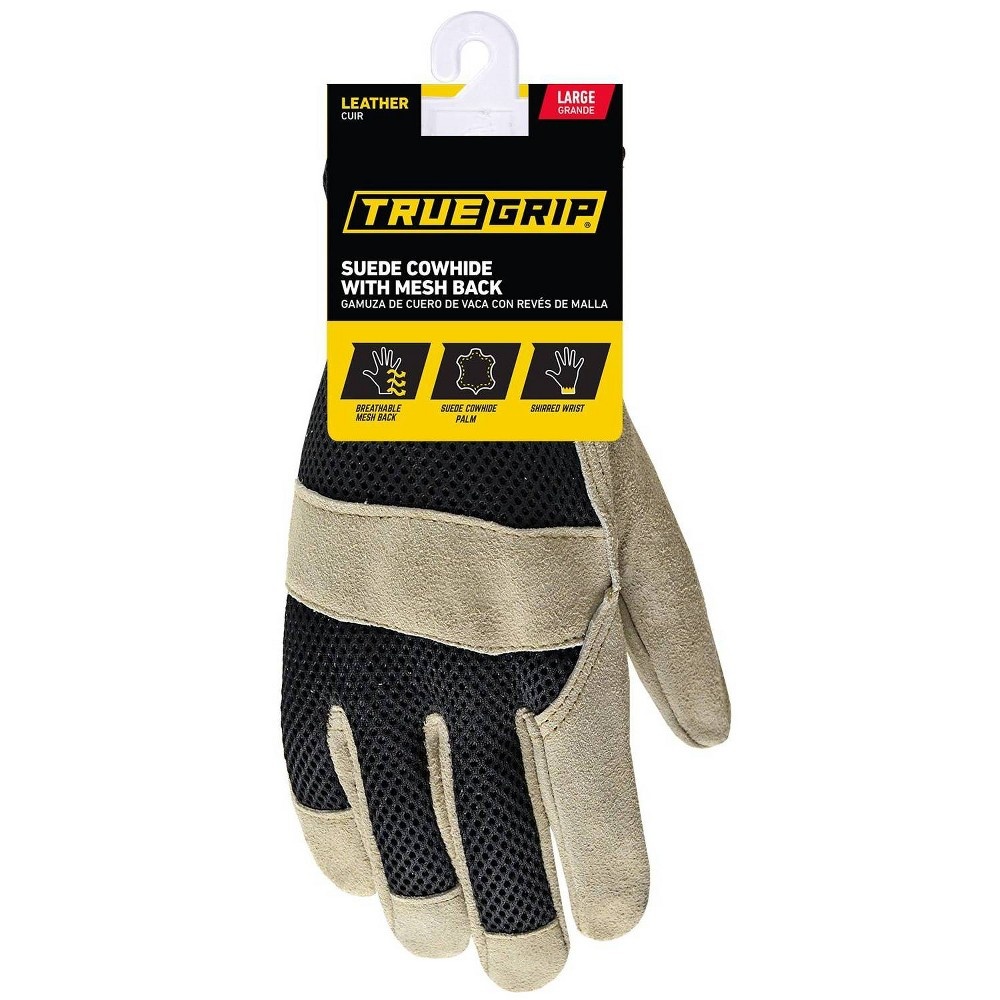 slide 3 of 3, True Grip Leather Work Glove Brown, 1 ct