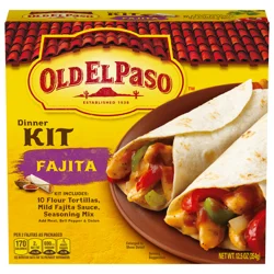 Old El Paso Fajita Dinner Kit with Flour Tortillas, Mild Fajita Sauce, and Seasoning Mix, Easy Meal Prep, 10 Ct, 12.5 oz
