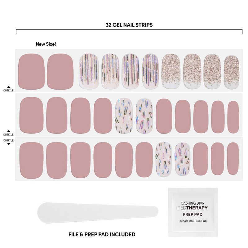 slide 3 of 6, Dashing Diva Gloss Palette Gel Nail Polish Strips - After Glow - 32ct, 32 ct