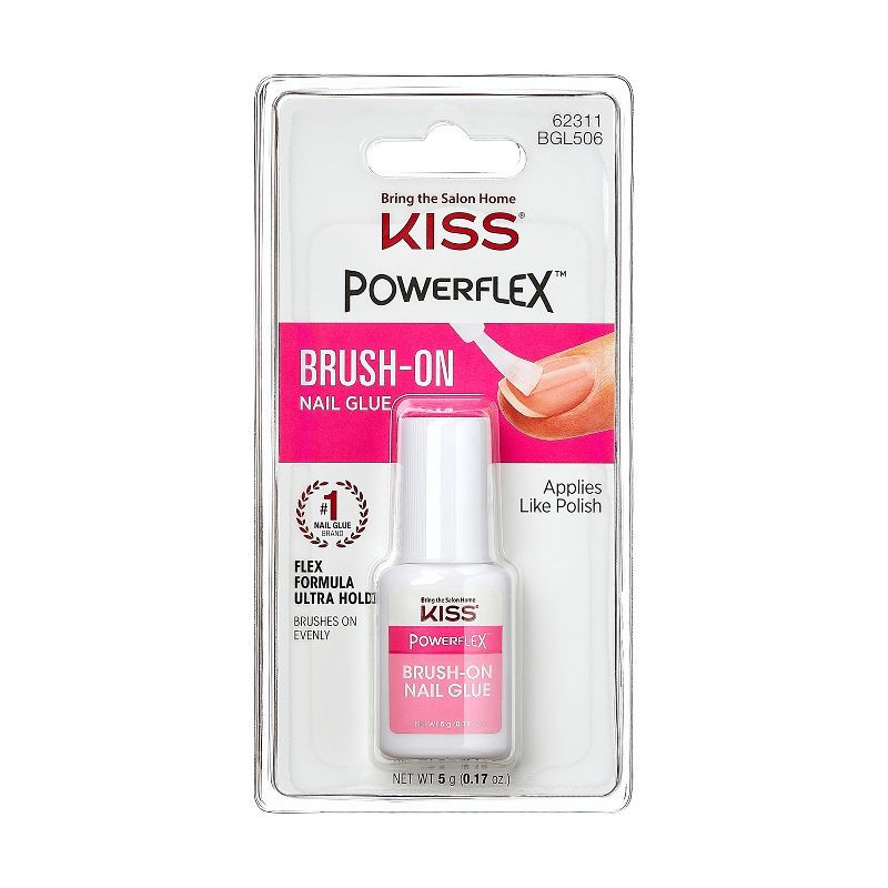 slide 1 of 8, Kiss Nails KISS PowerFlex Brush-On Nail Glue - 0.17oz, 0.17 oz