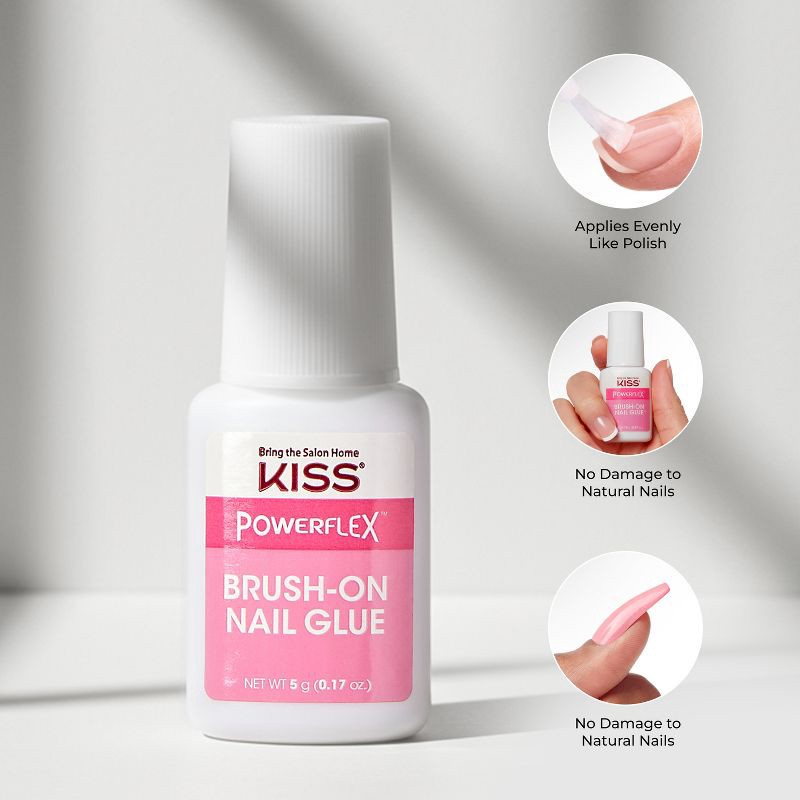 slide 4 of 8, Kiss Nails KISS PowerFlex Brush-On Nail Glue - 0.17oz, 0.17 oz
