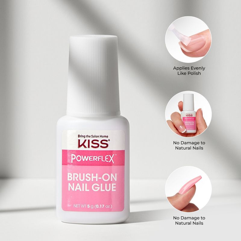 slide 5 of 8, Kiss Nails KISS PowerFlex Brush-On Nail Glue - 0.17oz, 0.17 oz
