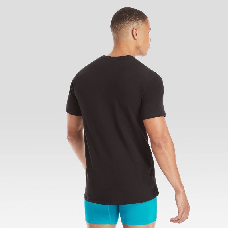 slide 3 of 4, Hanes Premium Black Label Men's 3pk Crew Neck Undershirt - Black XL: Tagless,, 3 ct