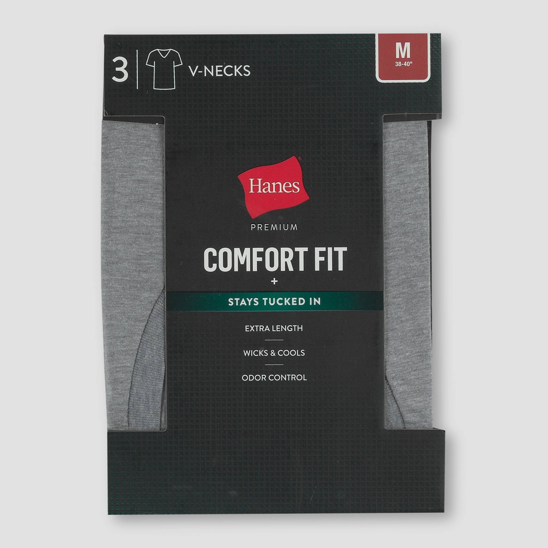 Hanes Premium Black Label Men's V-Neck Undershirt 3pk - S