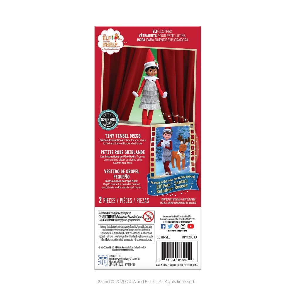 slide 5 of 5, Elf on the Shelf Claus Couture Tiny Tinsel Dress, 1 ct