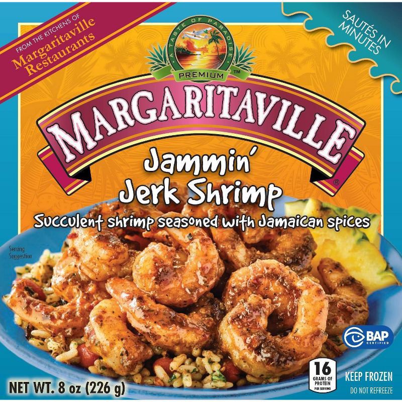 slide 3 of 5, Margaritaville Jammin' Jerk Shrimp - Frozen - 8oz, 8 oz