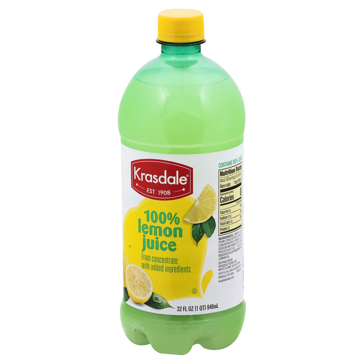 slide 4 of 13, Krasdale Lemon 100% Lemon Juice 32 oz, 32 oz