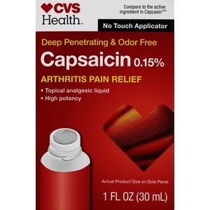 slide 1 of 1, CVS Health Capsaicin 0.15% Arthritis Pain Relief Liquid, 1 fl oz; 30 ml