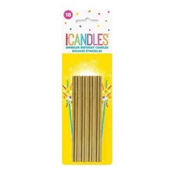 18ct Sparkler Birthday Candles Gold: Sparkling Cake Sparklers for Holidays by Unique Industries