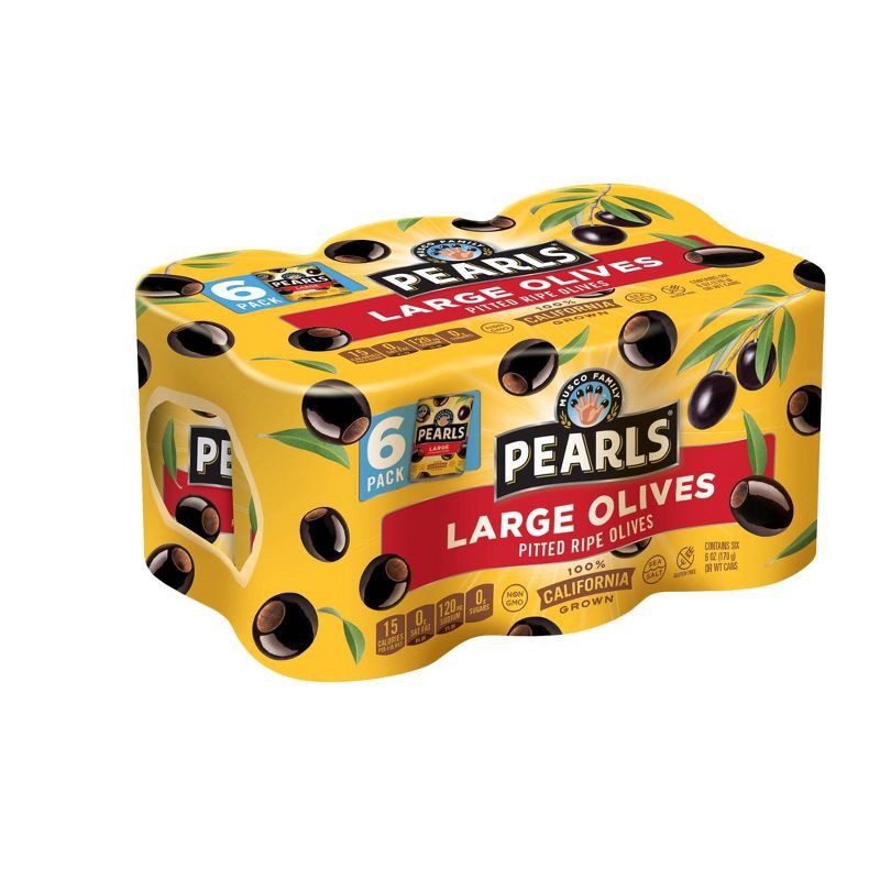 slide 1 of 3, Pearls Large Pitted Ripe Olives - 6oz/6pk, 6 ct; 6 oz