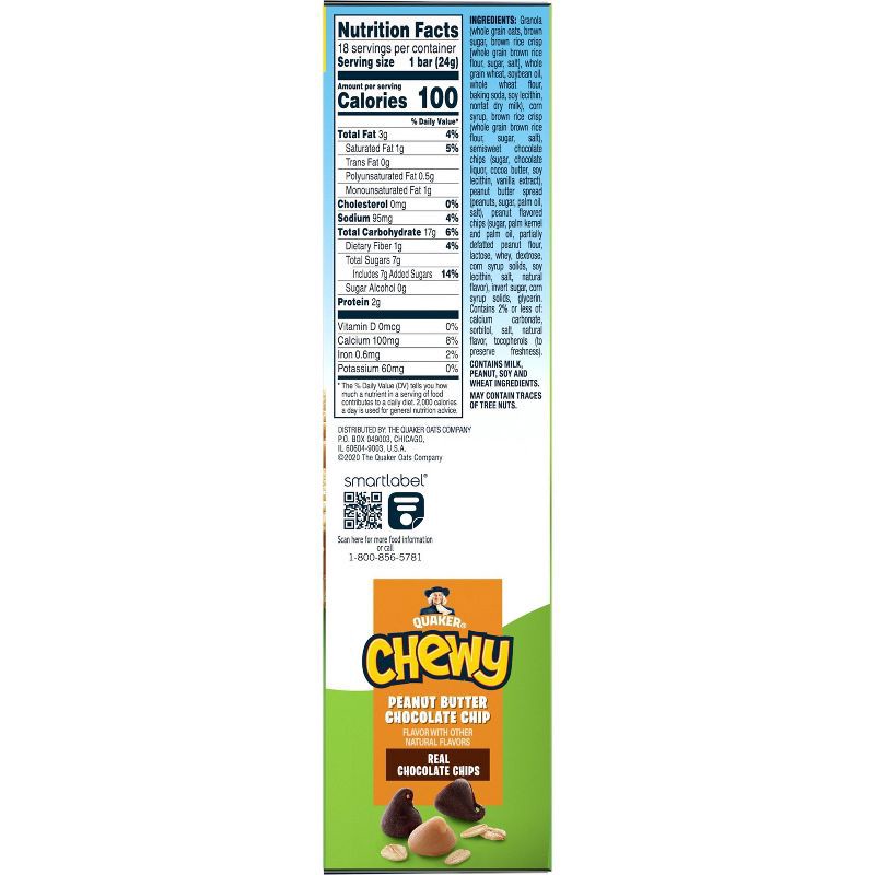 slide 2 of 6, Quaker Chewy Peanut Butter Chocolate Chip Granola Bars - 15.2oz/18ct, 15.2 oz, 18 ct