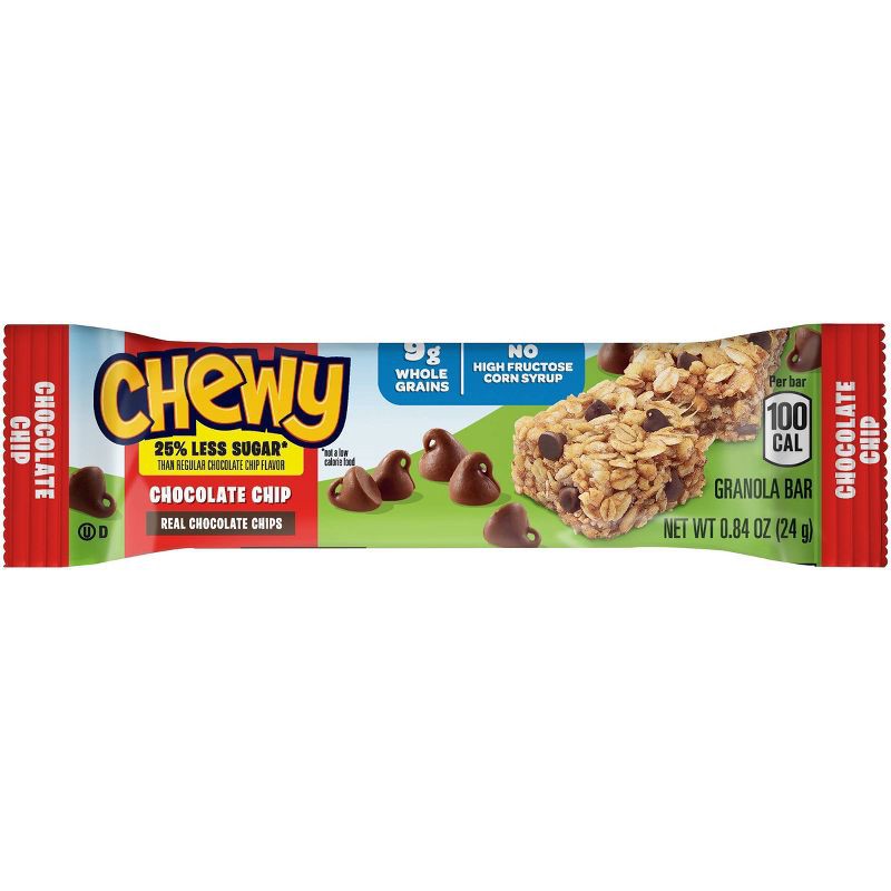 slide 4 of 5, Quaker Chewy Reduced Sugar Chocolate Chip Granola Bars - 15.2oz/18ct, 15.2 oz, 18 ct