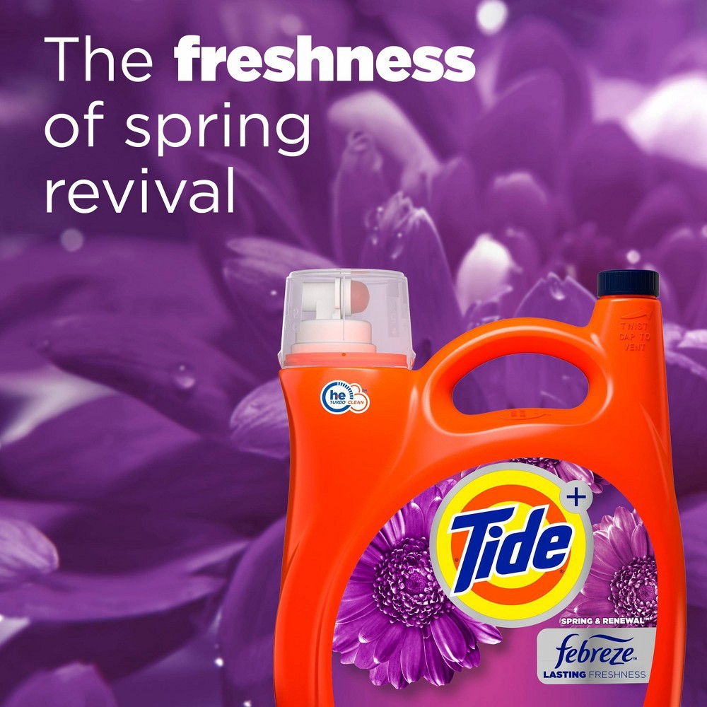 slide 6 of 11, Tide Plus Febreze High Efficiency Liquid Laundry Detergent - Spring & Renewal - 154 fl oz, 154 fl oz