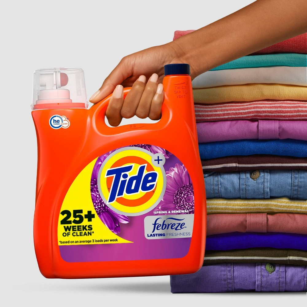 slide 9 of 11, Tide Plus Febreze High Efficiency Liquid Laundry Detergent - Spring & Renewal - 154 fl oz, 154 fl oz