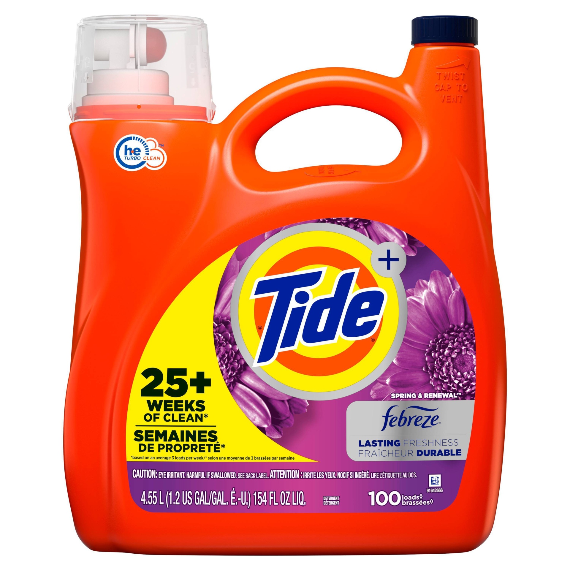 slide 1 of 11, Tide Plus Febreze High Efficiency Liquid Laundry Detergent - Spring & Renewal - 154 fl oz, 154 fl oz