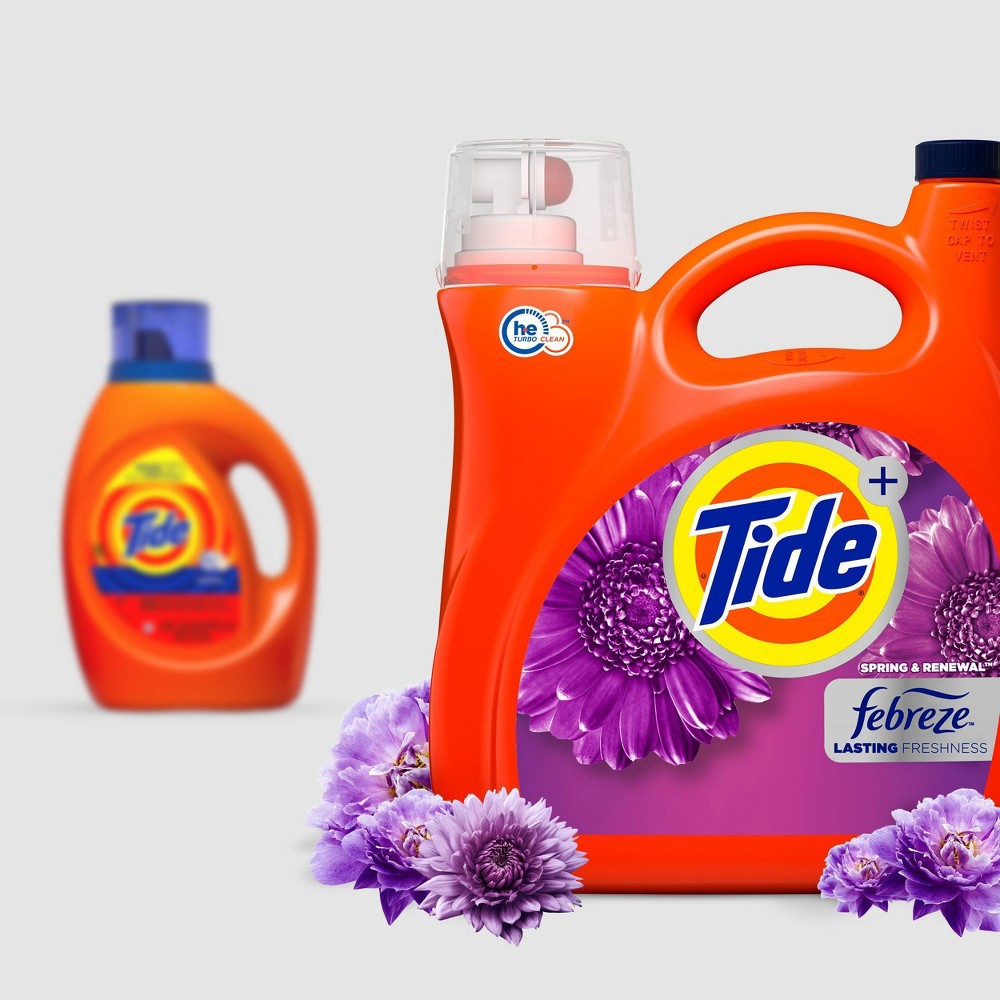 slide 10 of 11, Tide Plus Febreze High Efficiency Liquid Laundry Detergent - Spring & Renewal - 154 fl oz, 154 fl oz