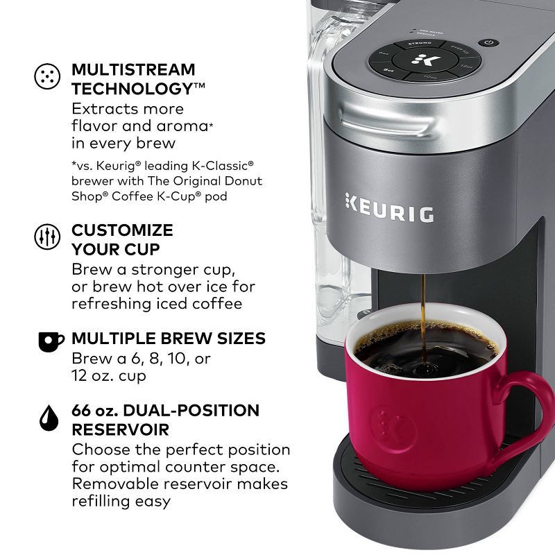 slide 3 of 13, Keurig K-Supreme Single-Serve K-Cup Pod Coffee Maker Gray: Automatic Shut-Off, Brews Iced Coffee, 66 oz Capacity, 66 oz