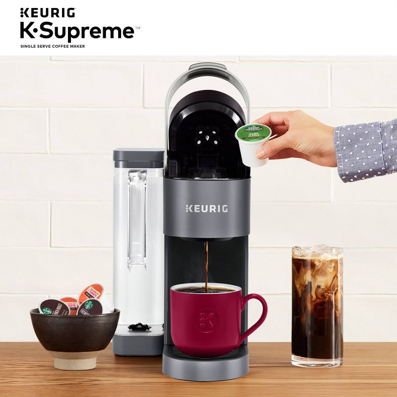 slide 12 of 13, Keurig K-Supreme Single-Serve K-Cup Pod Coffee Maker Gray: Automatic Shut-Off, Brews Iced Coffee, 66 oz Capacity, 66 oz