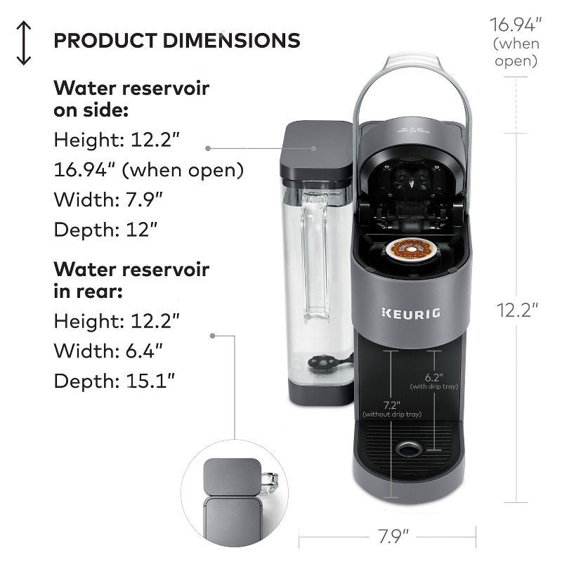 slide 6 of 13, Keurig K-Supreme Single-Serve K-Cup Pod Coffee Maker Gray: Automatic Shut-Off, Brews Iced Coffee, 66 oz Capacity, 66 oz