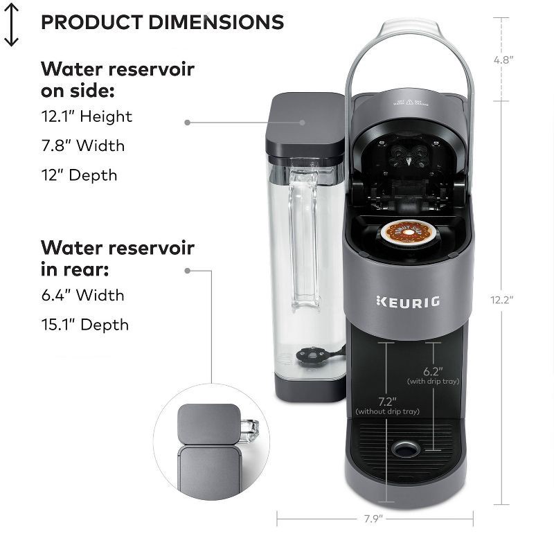 slide 10 of 13, Keurig K-Supreme Single-Serve K-Cup Pod Coffee Maker Gray: Automatic Shut-Off, Brews Iced Coffee, 66 oz Capacity, 66 oz