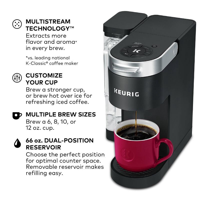 slide 2 of 9, Keurig K-Supreme Single-Serve K-Cup Pod Coffee Maker - Black: Automatic Shut-Off, Removable Reservoir, Brews Iced Coffee, 1 ct