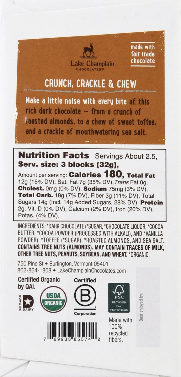 slide 2 of 9, Lake Champlain Chocolates 57% Cocoa Toffee & Almond Crunch Dark Chocolates 3 oz, 3 oz