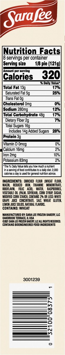 slide 3 of 14, Sara Lee Traditional Fruit Pie 9" Unbaked Raspberry 34oz, 34 oz