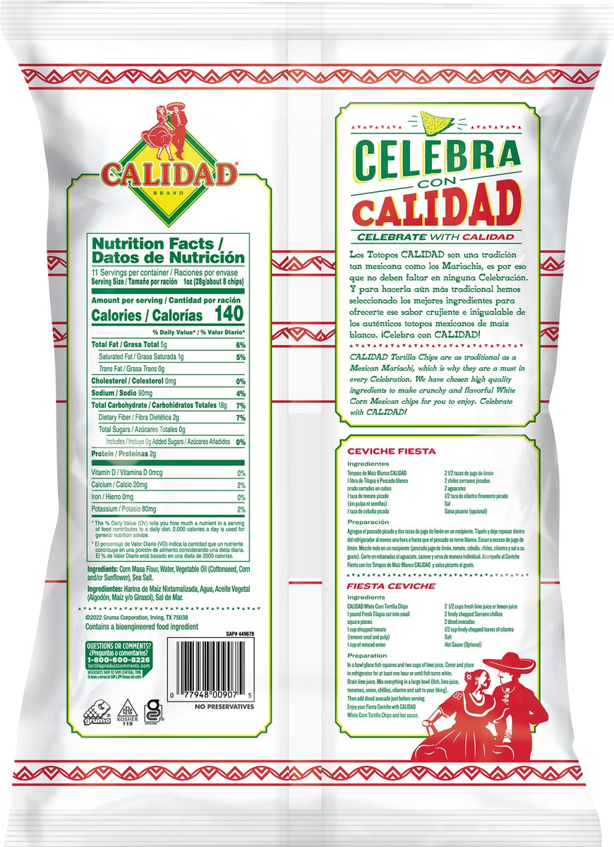 slide 3 of 3, Calidad White Tortilla Chip, 11 oz