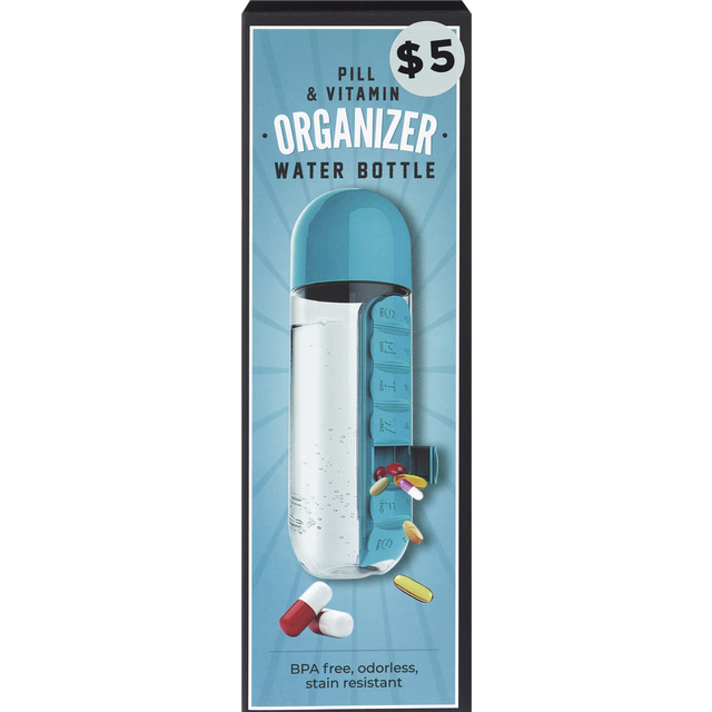 slide 1 of 1, SAMSONICO 2-In-1 Pill Planner W/Water Bottle, 1 ct