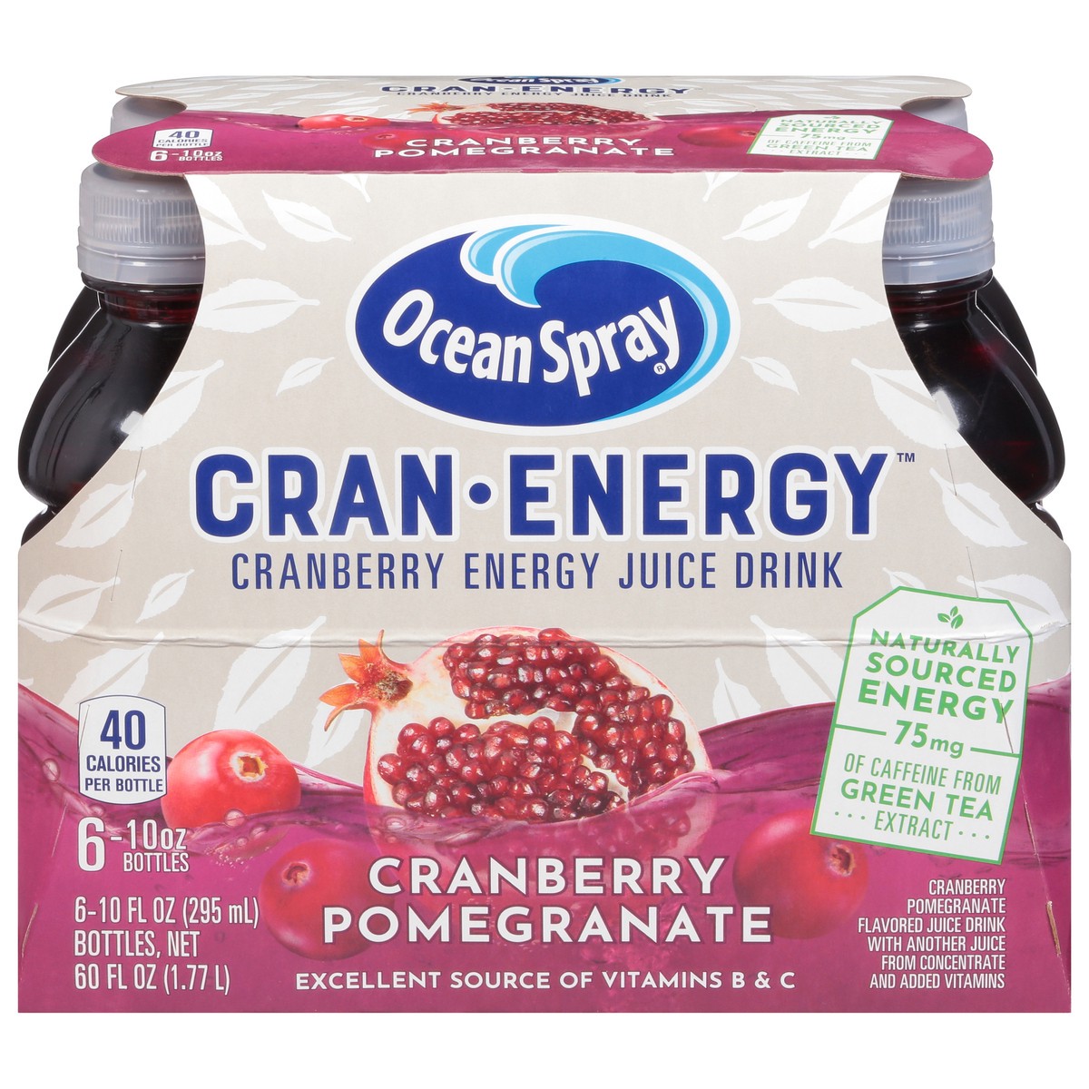 slide 6 of 13, Ocean Spray Cran-Energy Cranberry Energy Juice Drink 6 - 10 fl oz Bottles, 6 ct; 10 fl oz