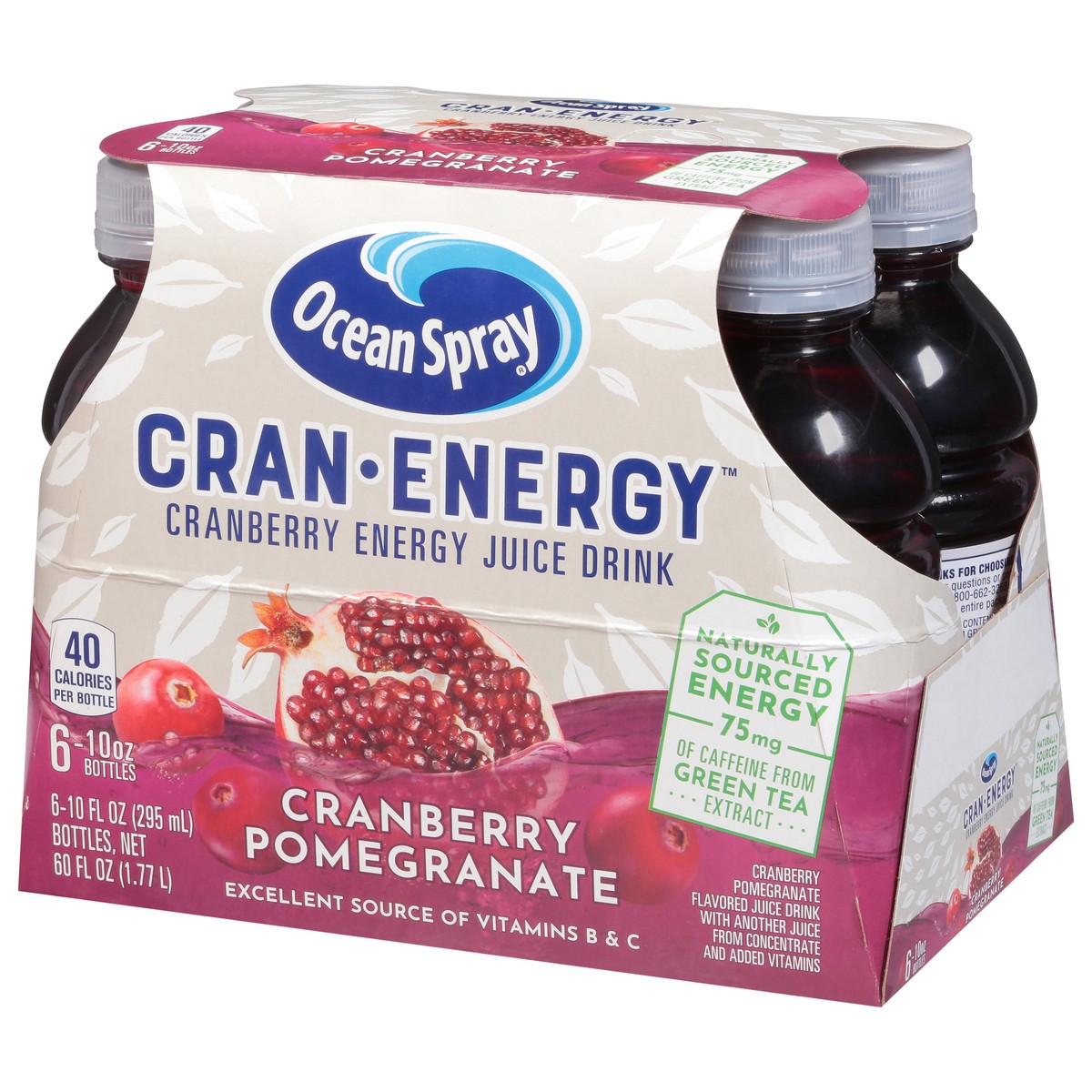 slide 7 of 13, Ocean Spray Cran-Energy Cranberry Energy Juice Drink 6 - 10 fl oz Bottles, 6 ct; 10 fl oz
