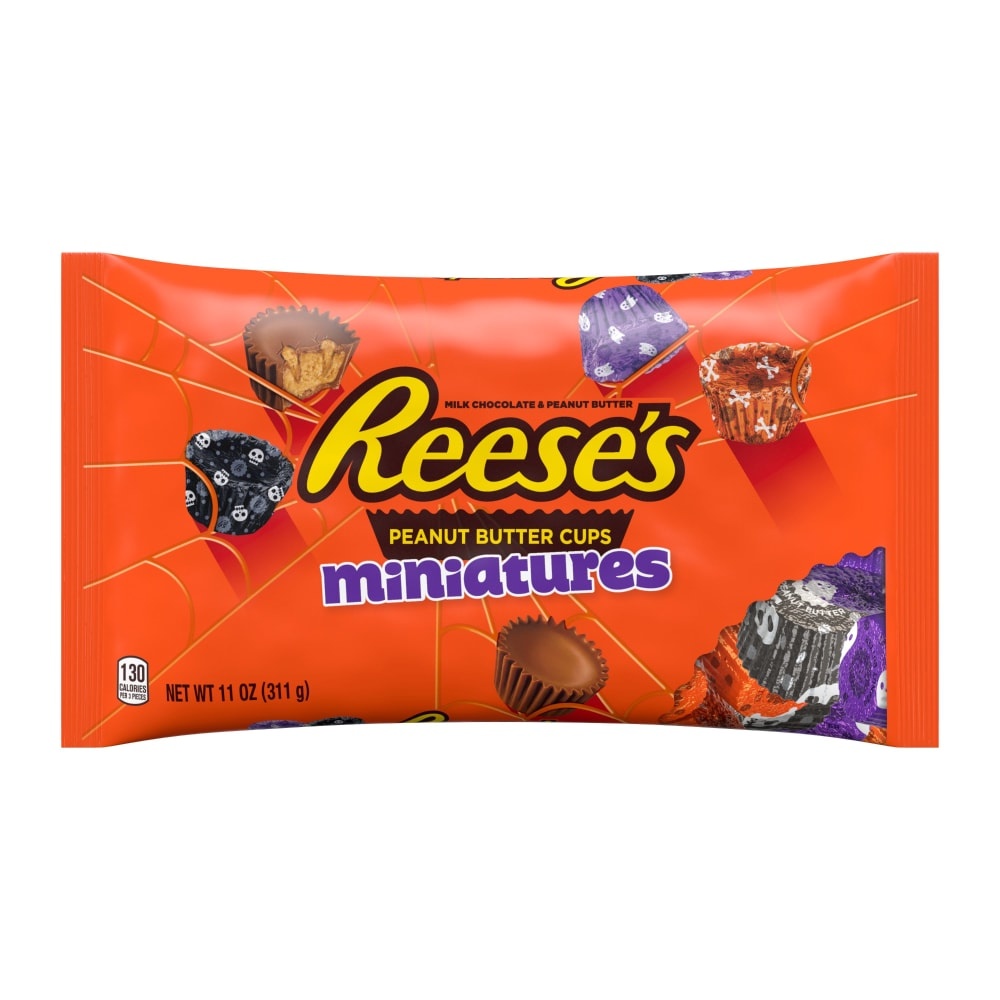 slide 1 of 1, Reese's Halloween Milk Chocolate Peanut Butter Cup Miniatures Candy With Spooky Foils, 11 oz