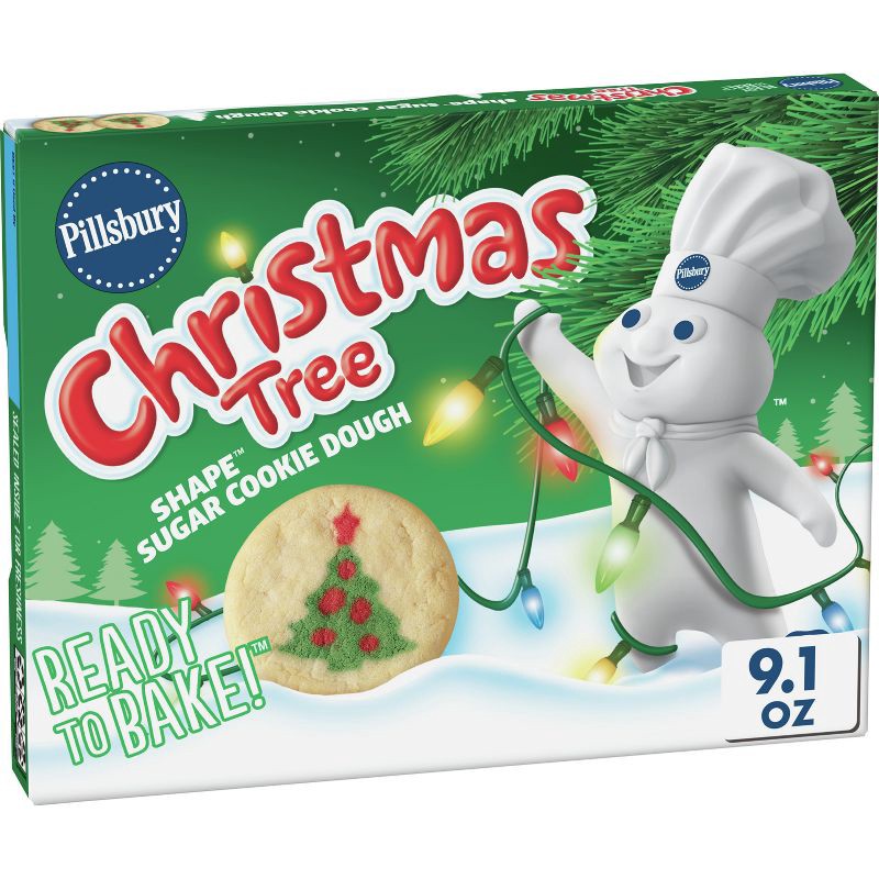 slide 1 of 9, Pillsbury Ready-to-Bake Christmas Tree Shape Sugar Cookie Dough - 9.1oz/20ct, 9.1 oz, 20 ct