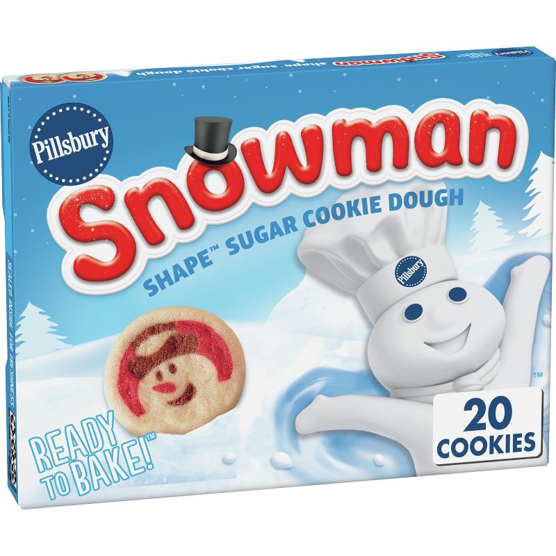 slide 1 of 8, Pillsbury Ready-to-Bake Snowman Shape Sugar Cookie Dough - 9.1oz/20ct, 9.1 oz, 20 ct