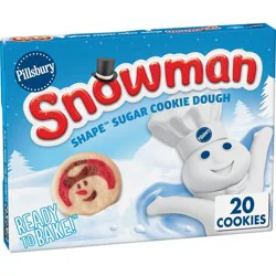 Pillsbury Ready-to-Bake Snowman Shape Sugar Cookie Dough - 9.1oz/20ct