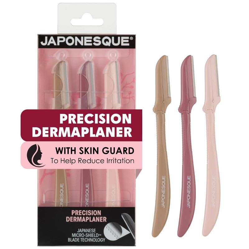 slide 1 of 10, JAPONESQUE Precision Dermaplaner Facial Brush Razors - 3ct: Exfoliating, Fine Line Reduction, Stainless Steel, 3 ct