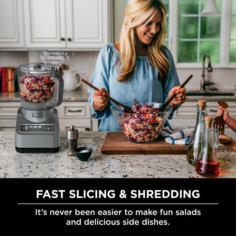 slide 11 of 12, Ninja Professional 850W 9-Cup Food Processor - BN601: Stainless Steel, 3 Speeds, Mix, Chop, Slice, Shred, Puree, Dishwasher Safe, 1 ct