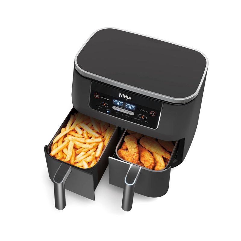 slide 1 of 11, Ninja Foodi 8qt Original Dualzone 2 Basket Air Fryer with 6 functions - DZ201: Stainless Steel, Digital Control, Dishwasher-Safe, 8 qt