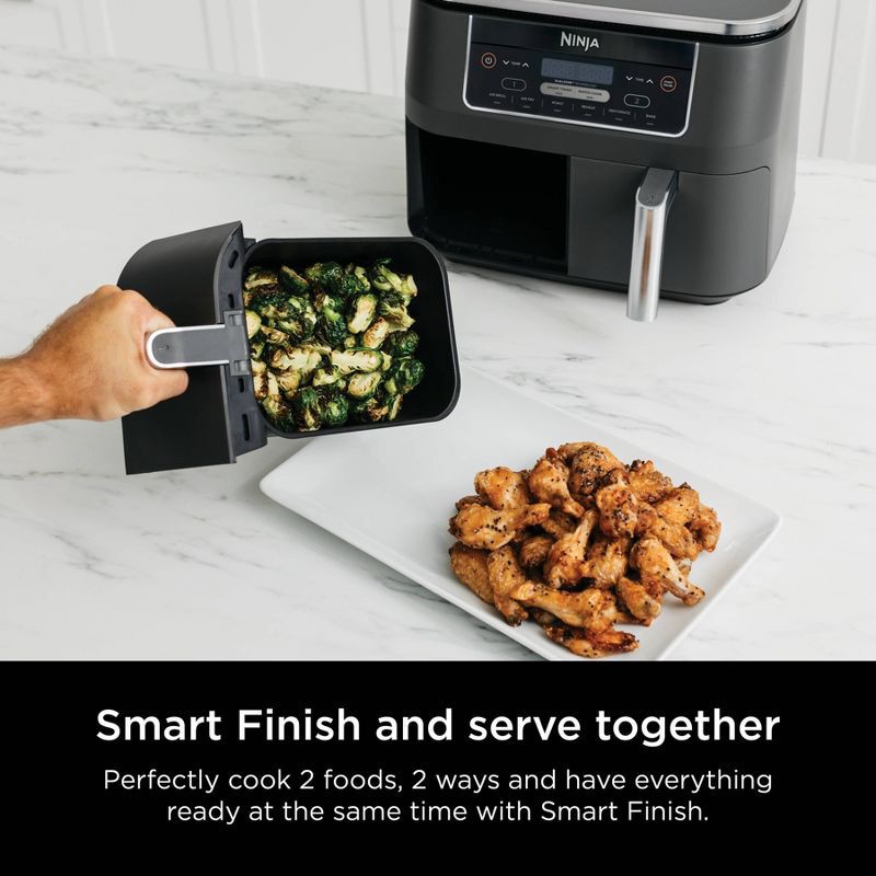 slide 6 of 11, Ninja Foodi 8qt Original Dualzone 2 Basket Air Fryer with 6 functions - DZ201: Stainless Steel, Digital Control, Dishwasher-Safe, 8 qt