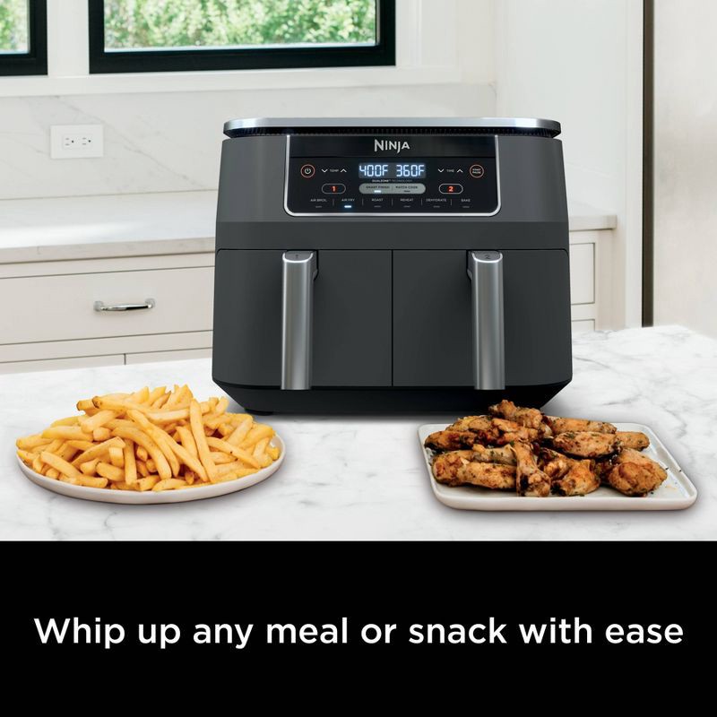 slide 7 of 11, Ninja Foodi 8qt Original Dualzone 2 Basket Air Fryer with 6 functions - DZ201: Stainless Steel, Digital Control, Dishwasher-Safe, 8 qt