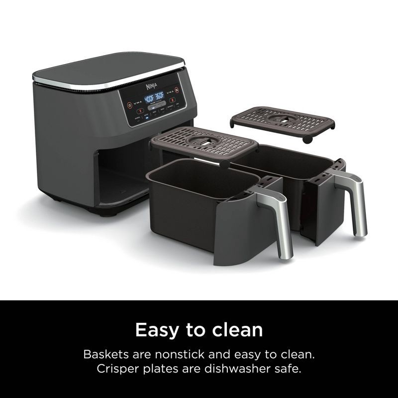 slide 9 of 11, Ninja Foodi 8qt Original Dualzone 2 Basket Air Fryer with 6 functions - DZ201: Stainless Steel, Digital Control, Dishwasher-Safe, 8 qt