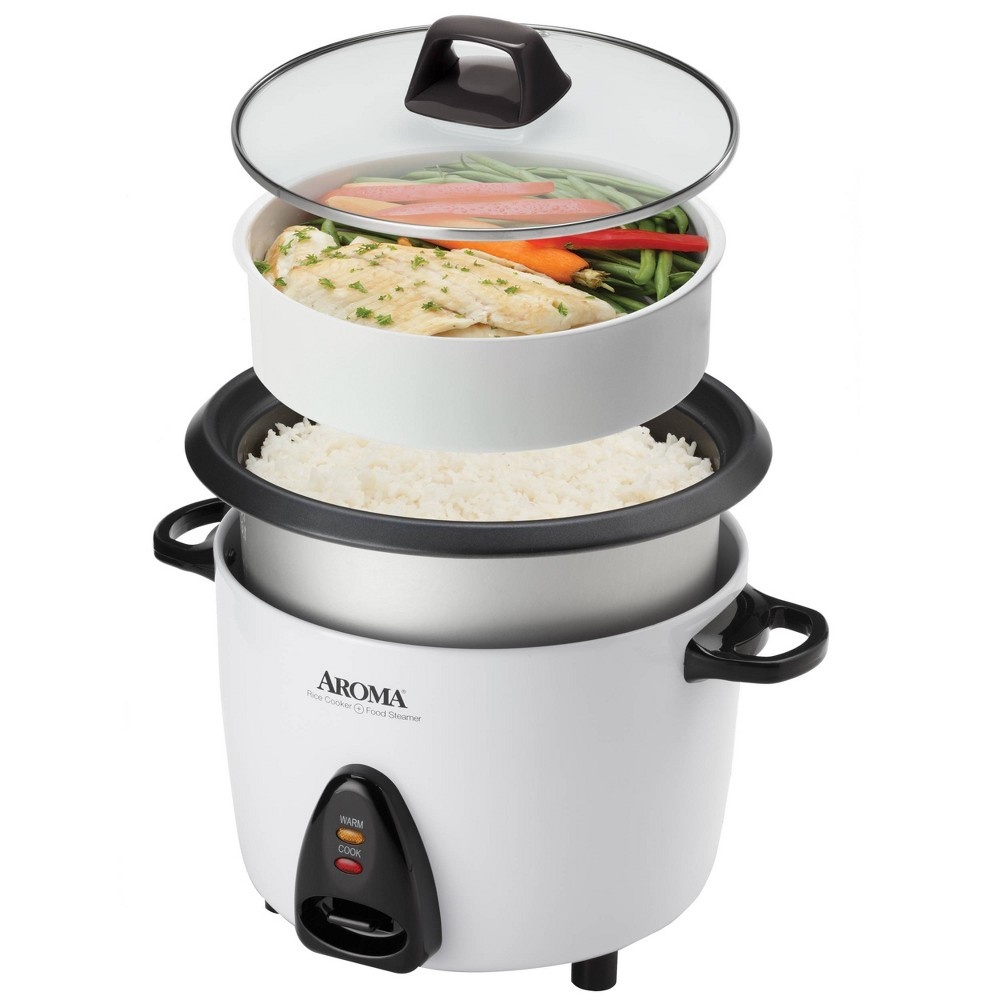 slide 2 of 5, Aroma 20-Cup Pot-Style Rice Cooker and Food Steamer - White, 1 ct