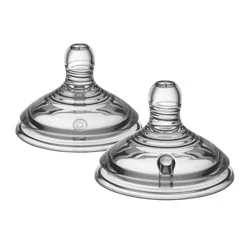 Tommee Tippee Start Baby Bottle Nipples - Extra Slow Flow - 2pk: Silicone, BPA-Free, Compatible with Closer to Nature Bottles, Nipple Level 0