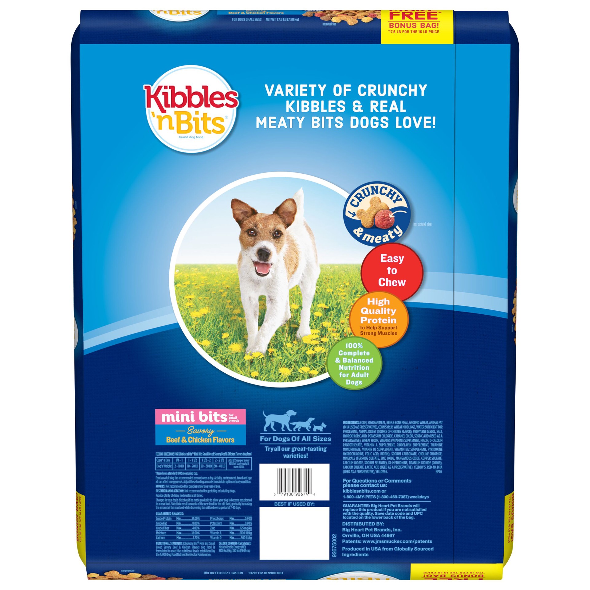 slide 2 of 5, Kibbles 'n Bits Small Breed Mini Bits Savory Beef & Chicken Flavor Dog Food, Bonus Bag, 17.6-Pound, 17.6 lb